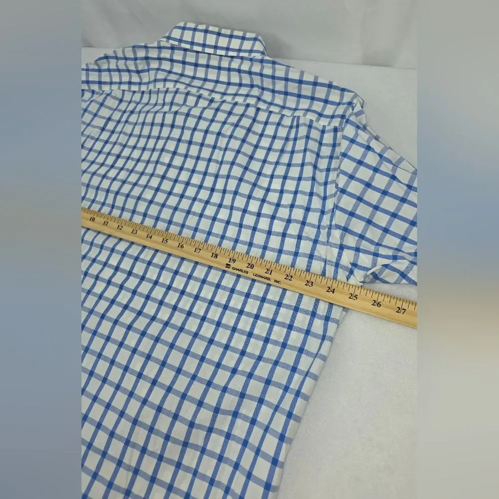 J. Crew Men's Tailored Blue White Check Button Down Shirt Size XL X-1935